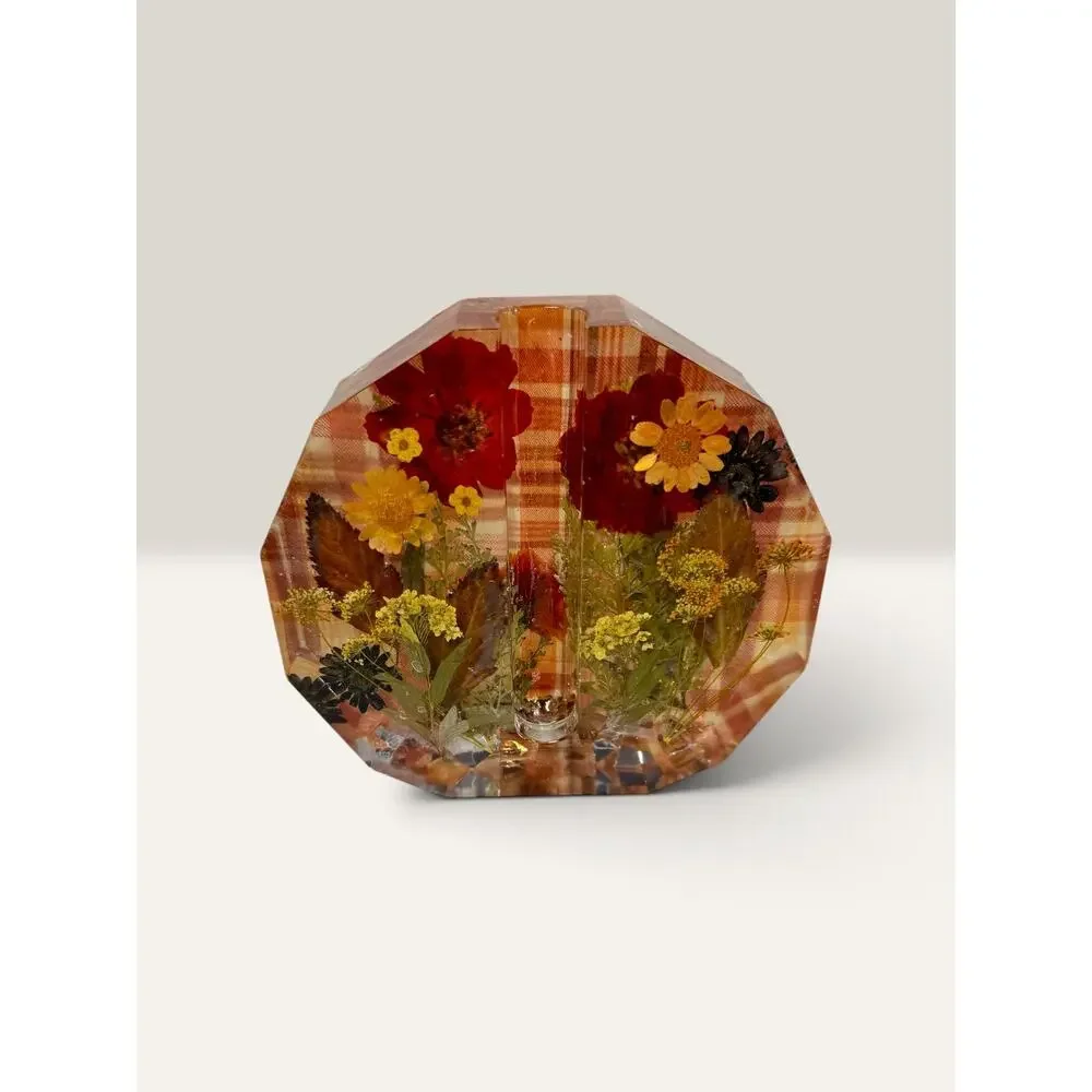 Forever Bloom Autumn Tapestry Epoxy Resin Bud Vase | Pressed Fall Flowers